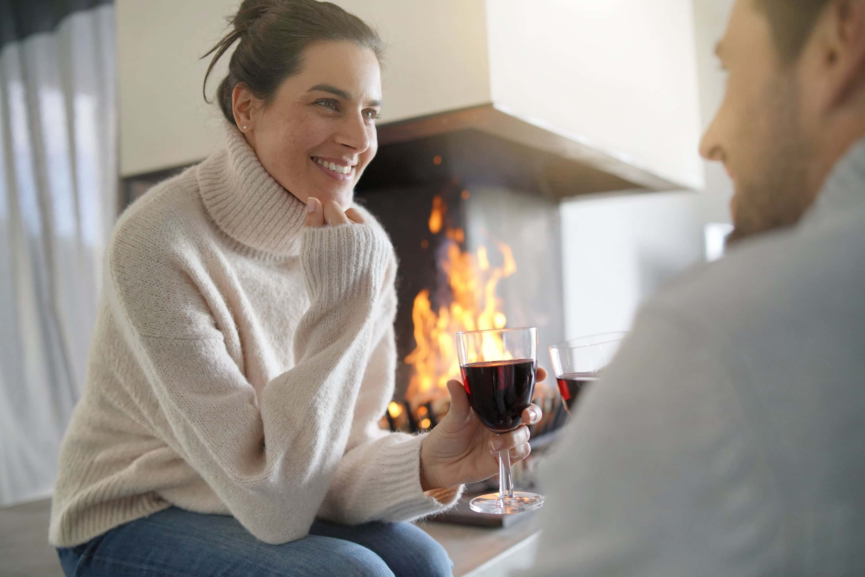 Couple having a glass of wine 