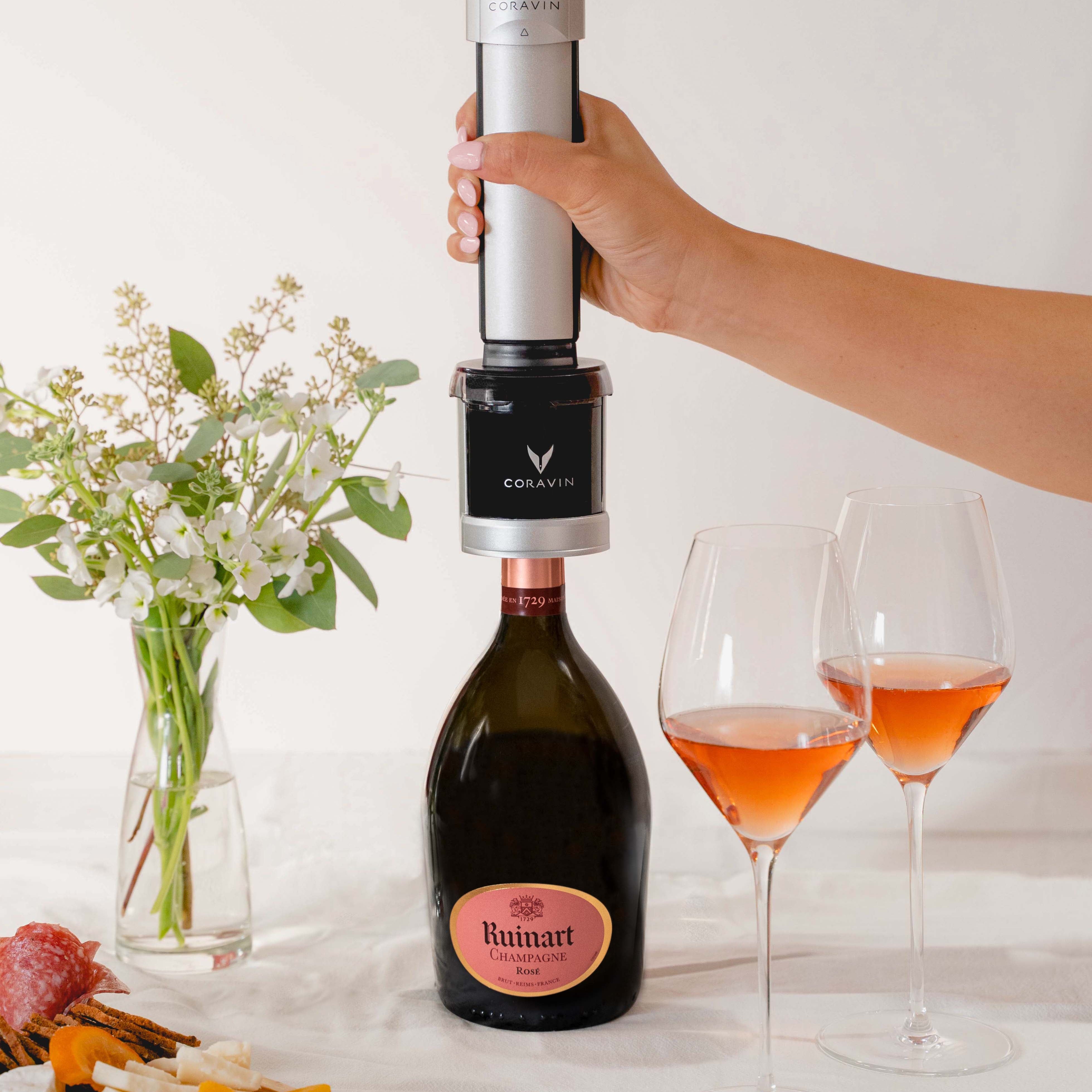 How Long Can You Keep Rose Wine? Coravin Sparkling on bottle of sparkling rose
