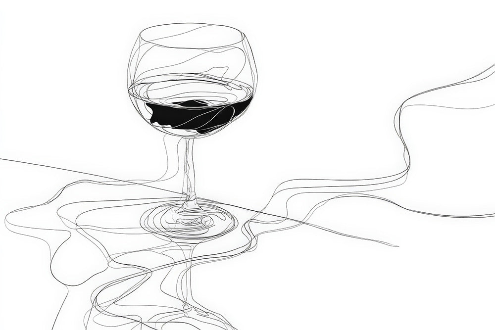 wine glass shape line drawing in arty style